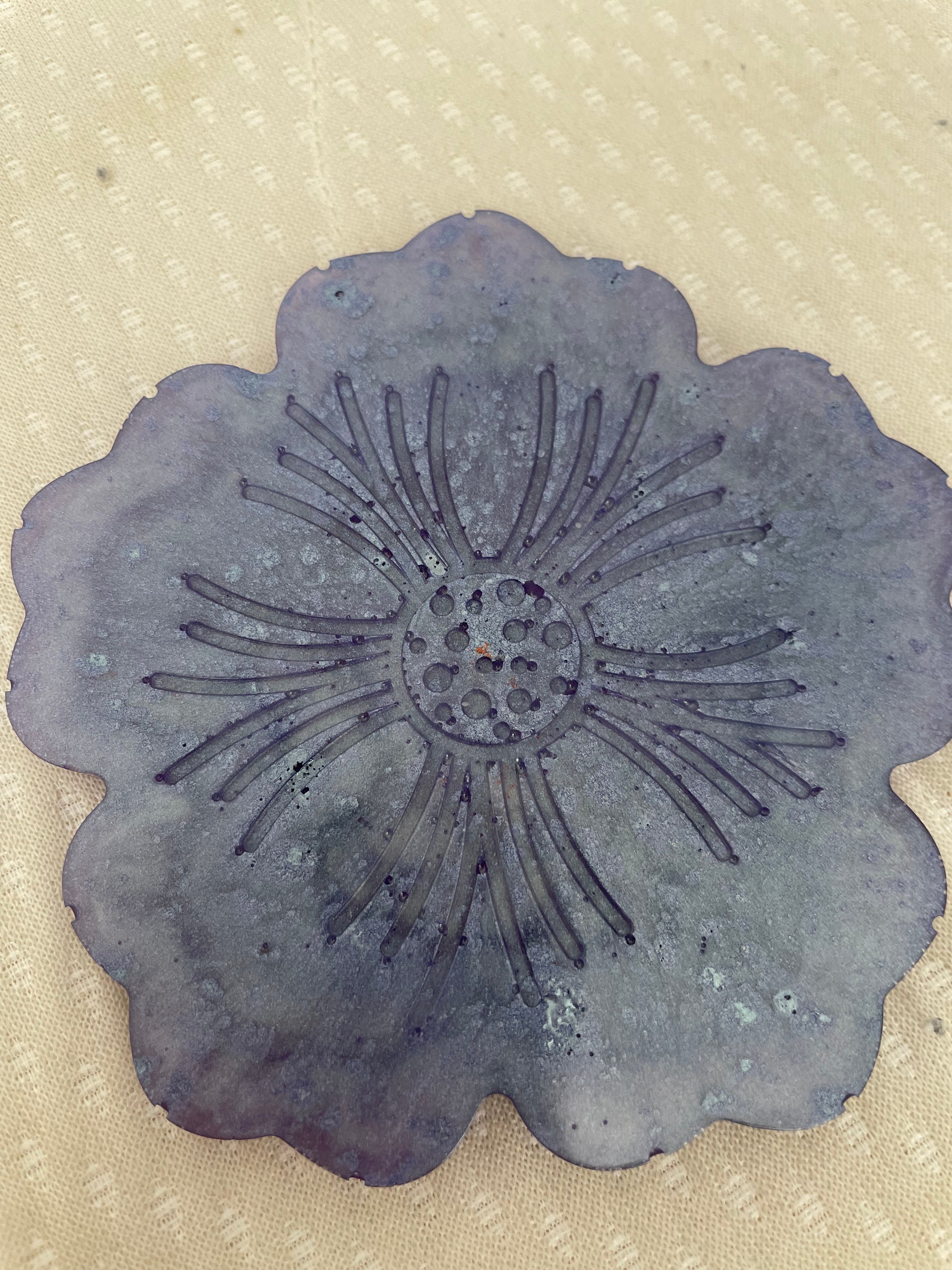 Dessous de verre en fleur par 2 blanc paillette bleu et violet