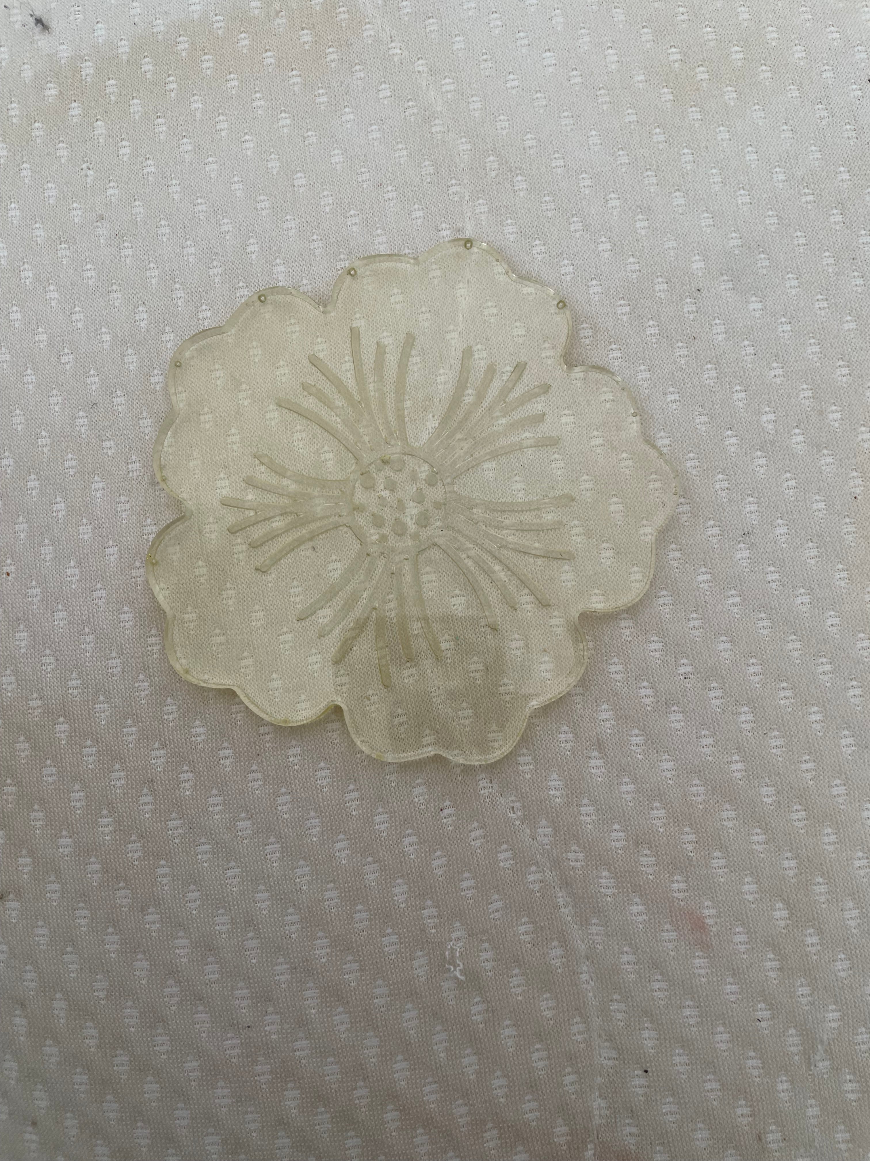 Dessous de verre en fleur par deux  Jaune transparent paillette