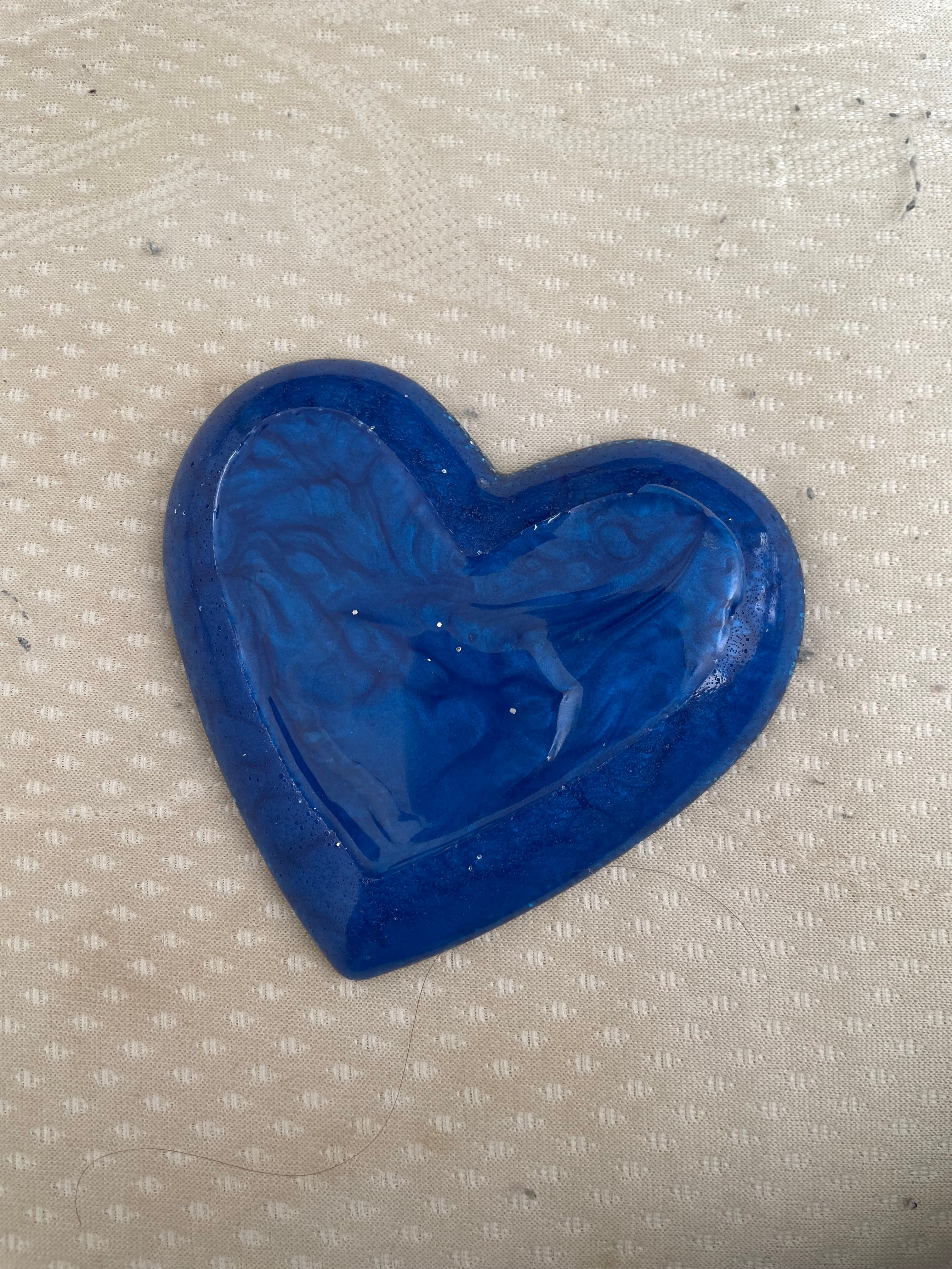 Vide poche coeur bleu paillette argenté
