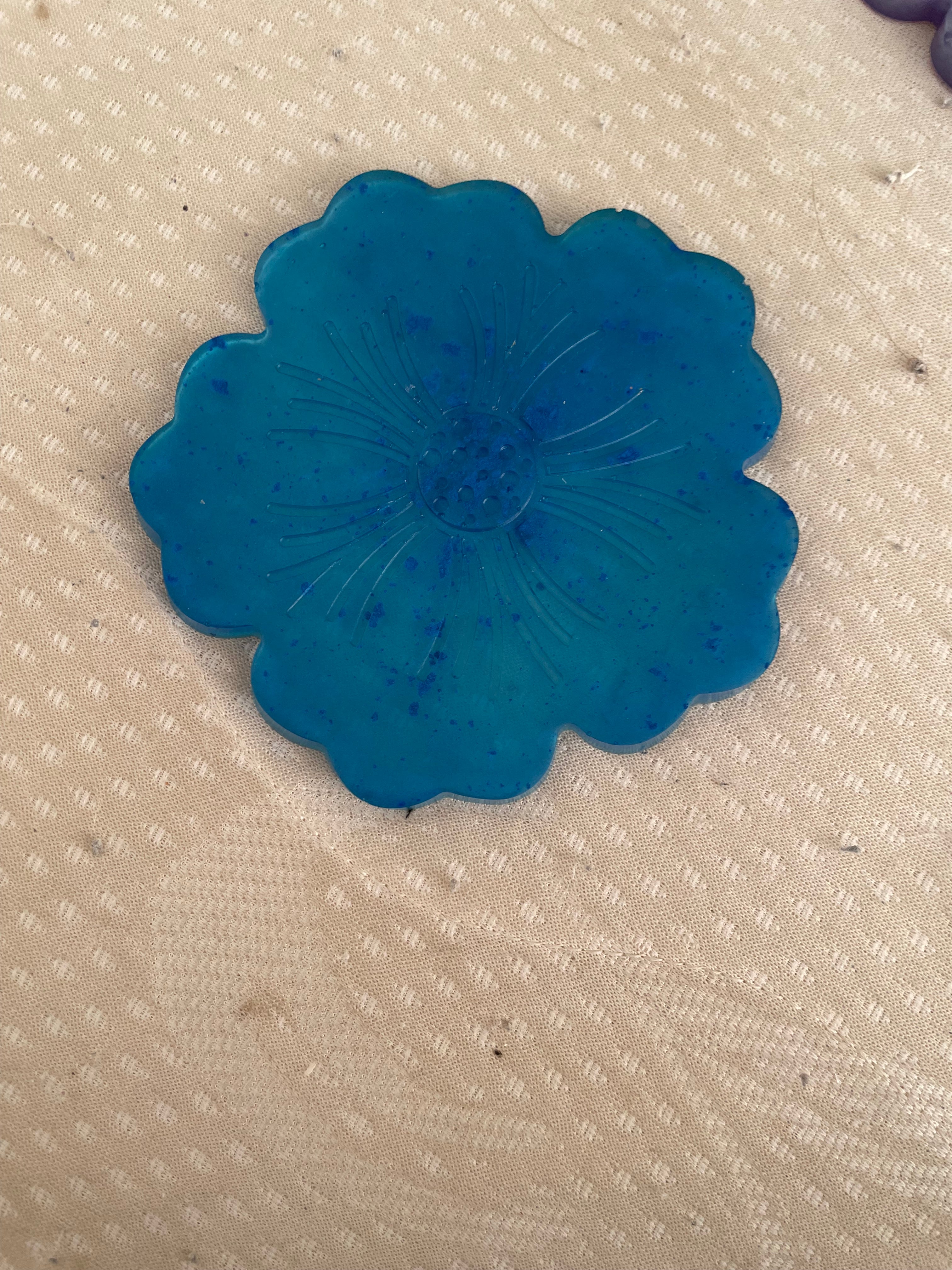 Dessous de verre en fleur par 2  bleu et violet