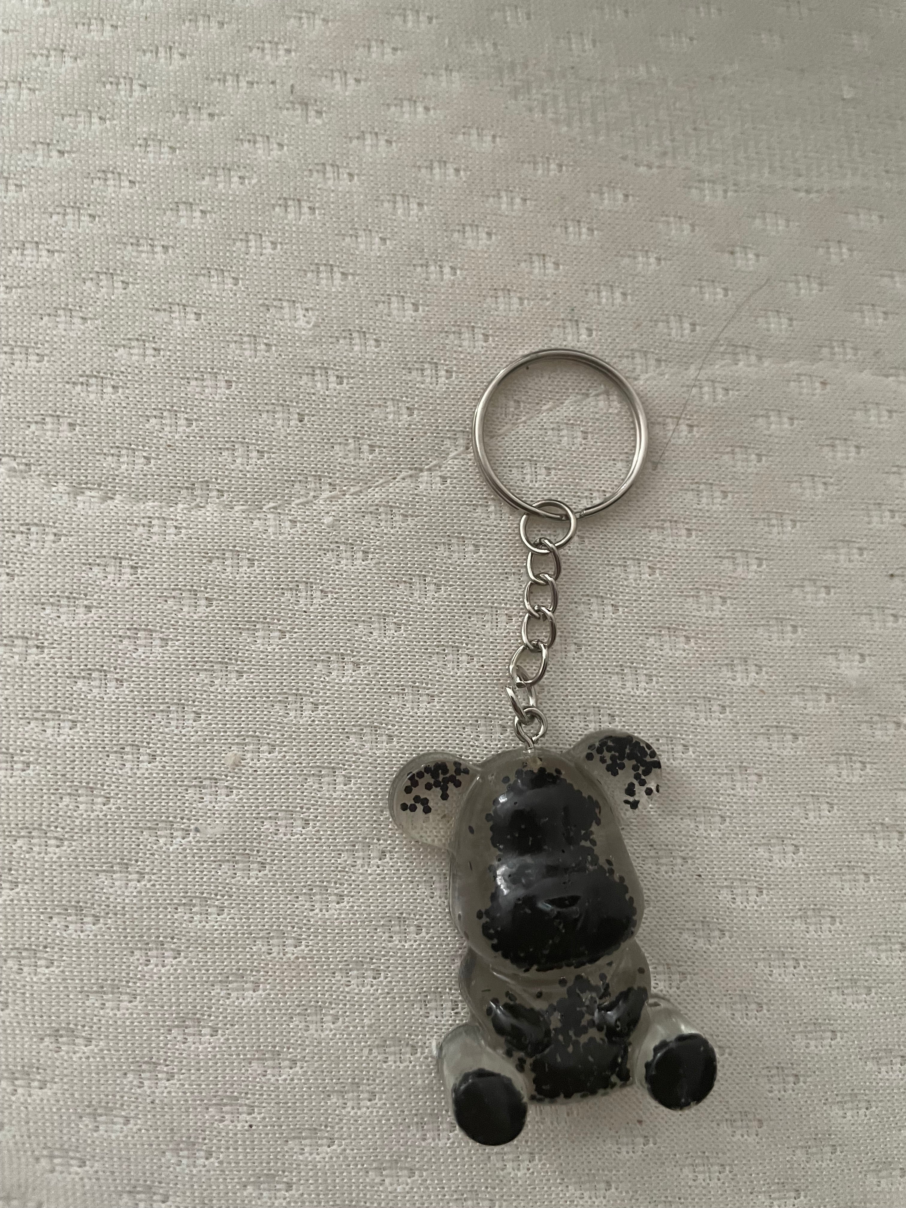 Porte clé moyen ours noir paillette