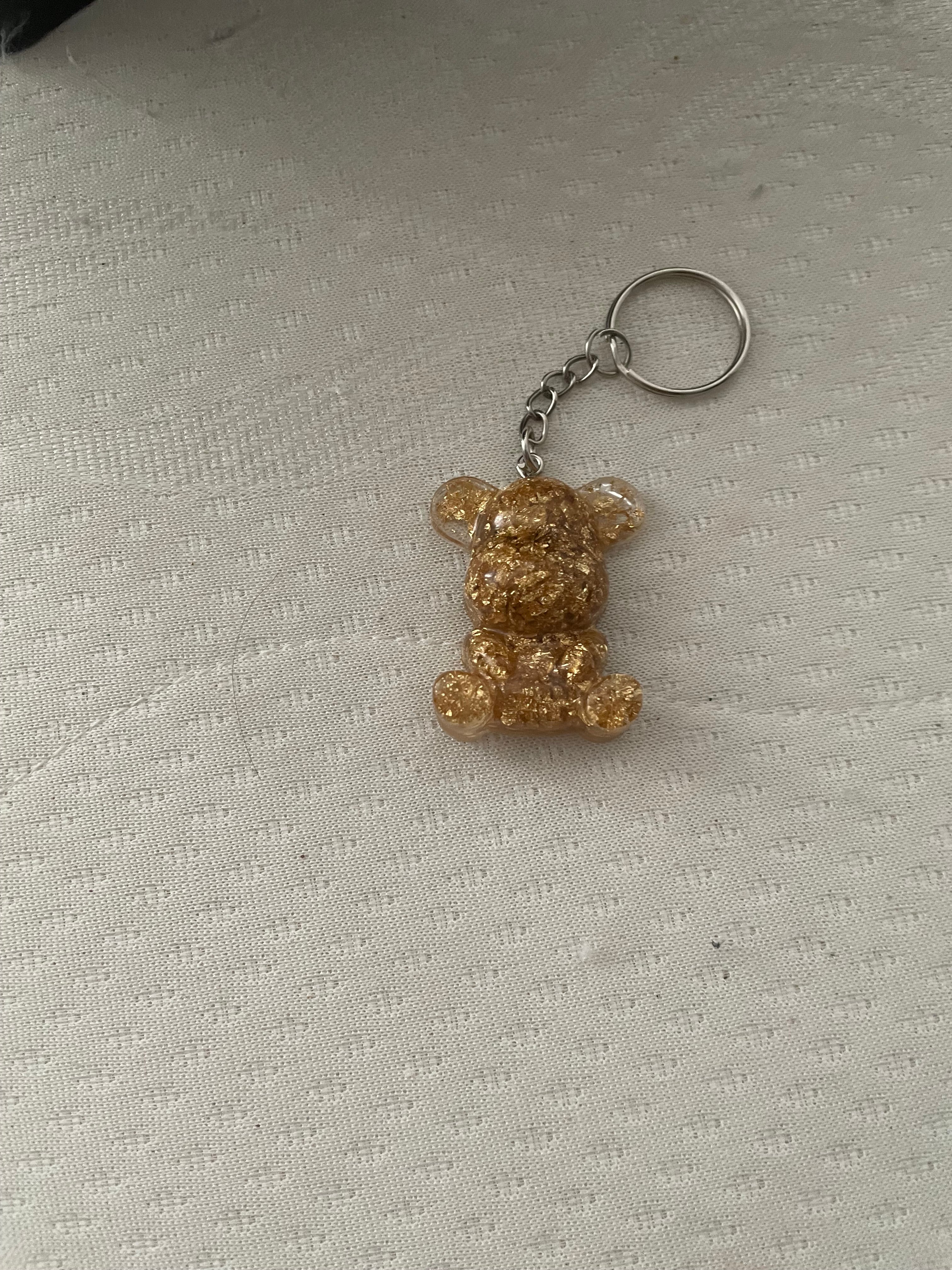 Porte clé moyen ours feuille doré