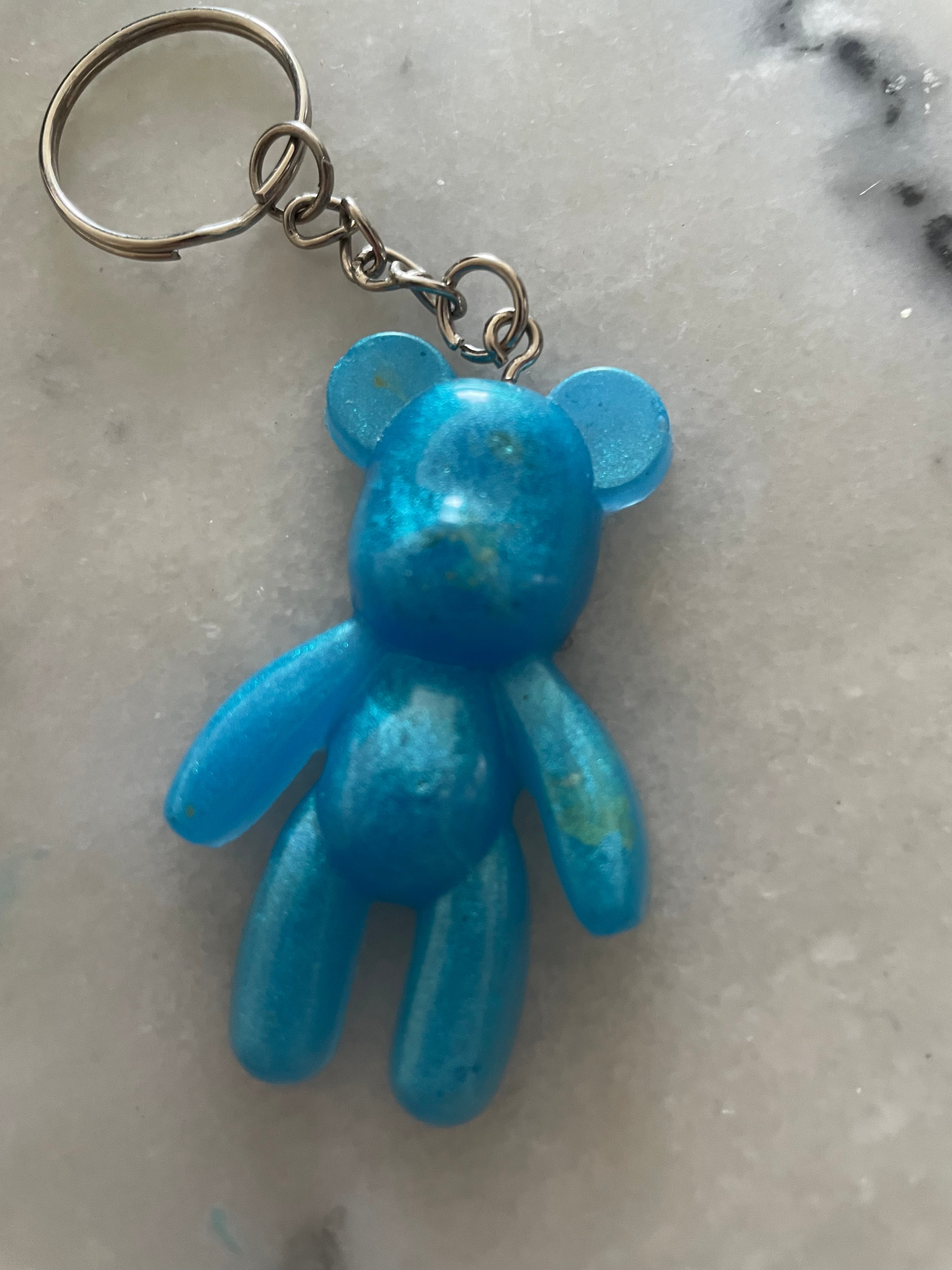 Porte clé fin ours bleu