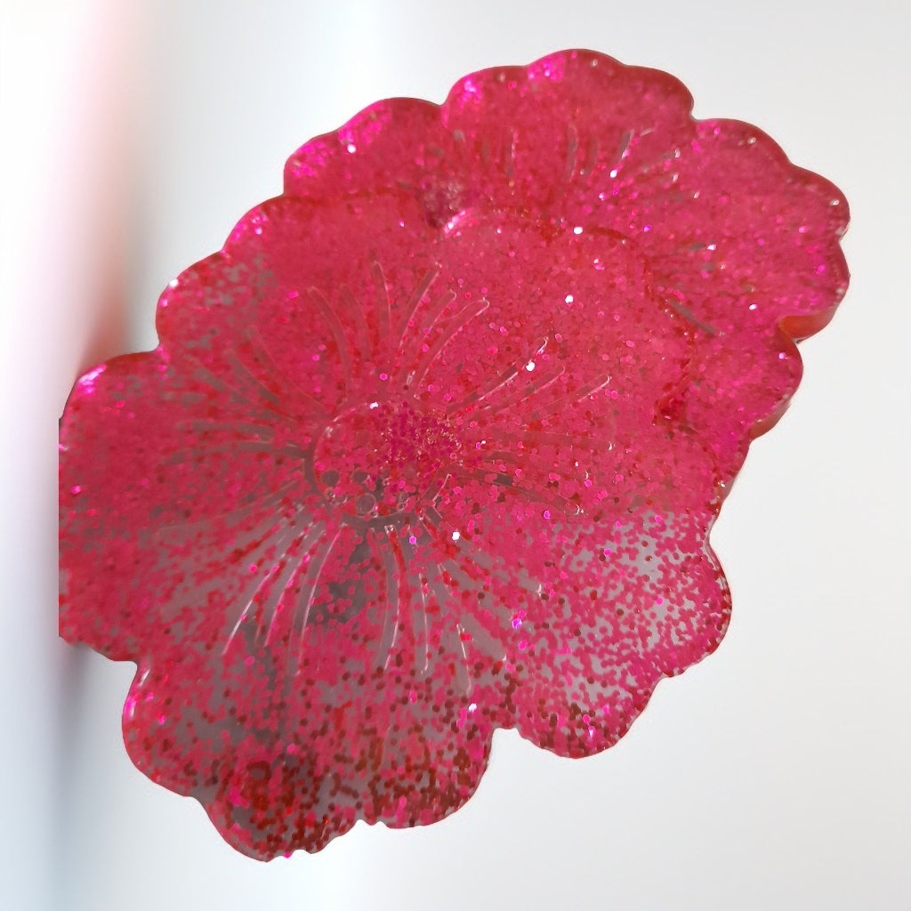 Dessous de verre en fleur par 2 rouge