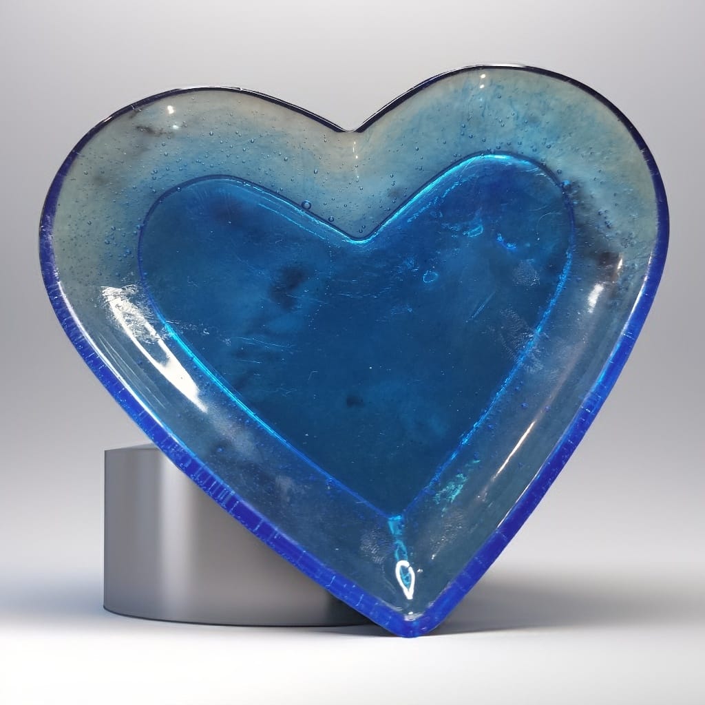 Vide poche coeur bleu transparent
