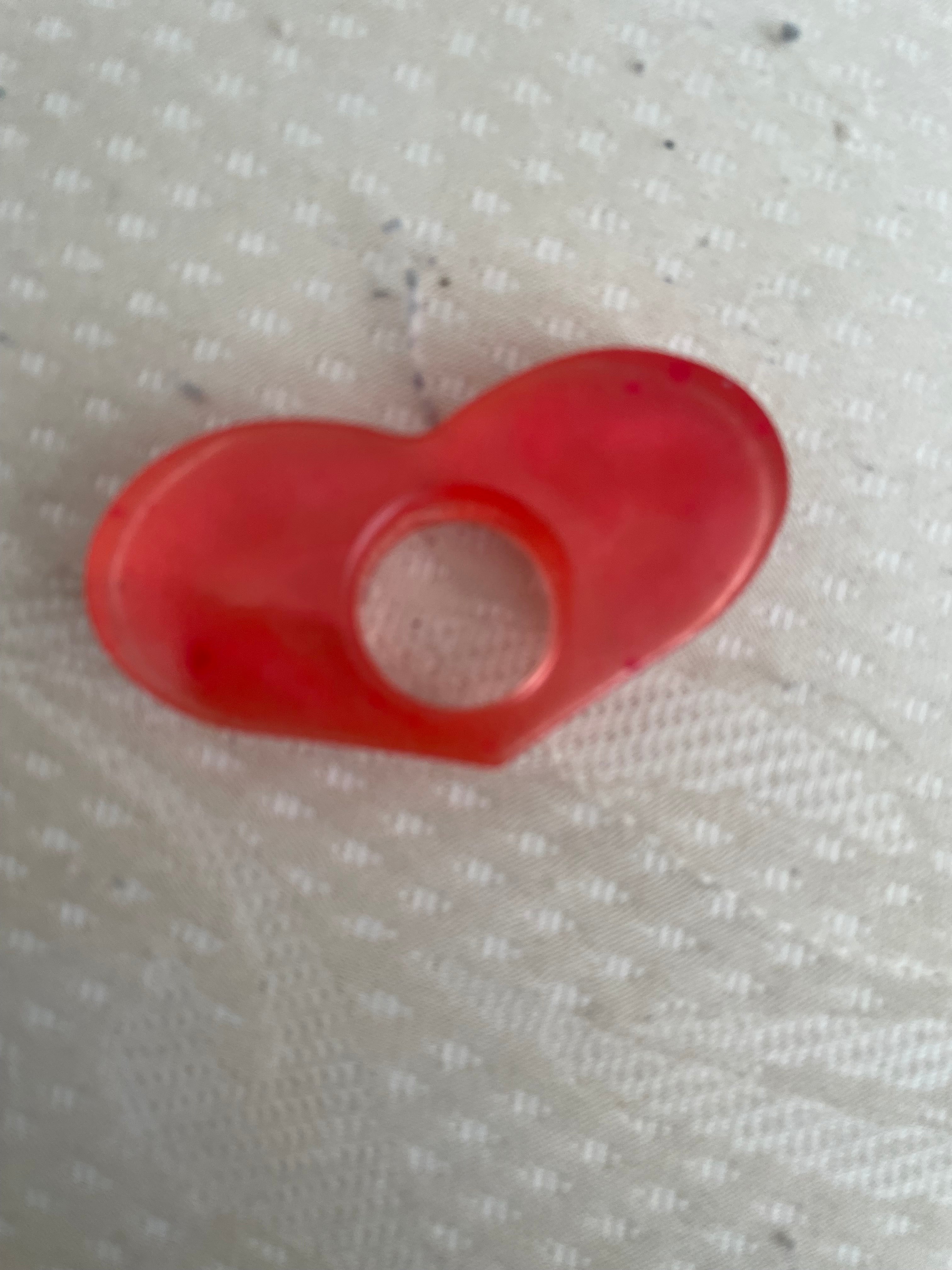 Bague de lecture coeur  Rouge transparent