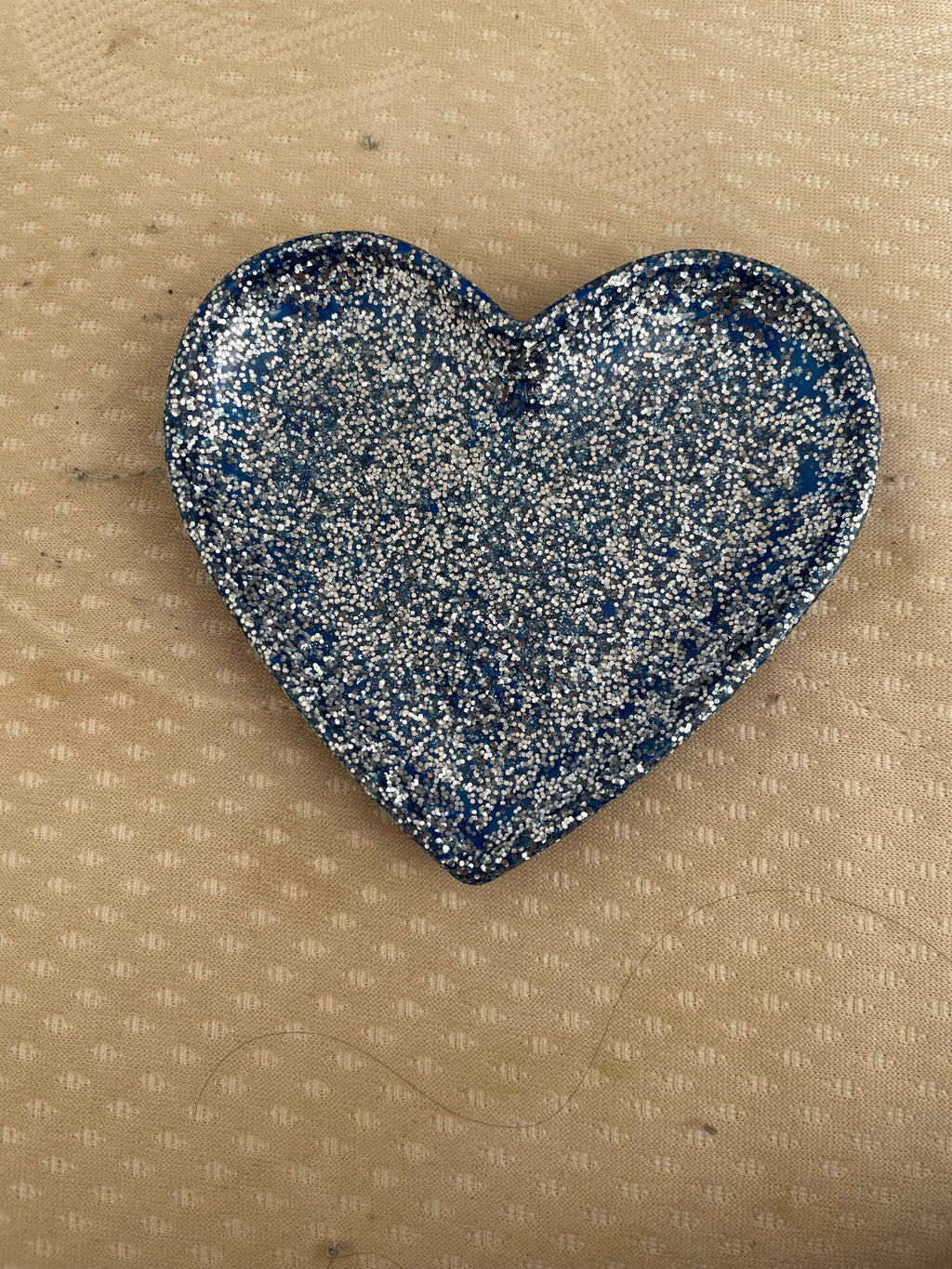 Vide poche coeur bleu paillette argenté