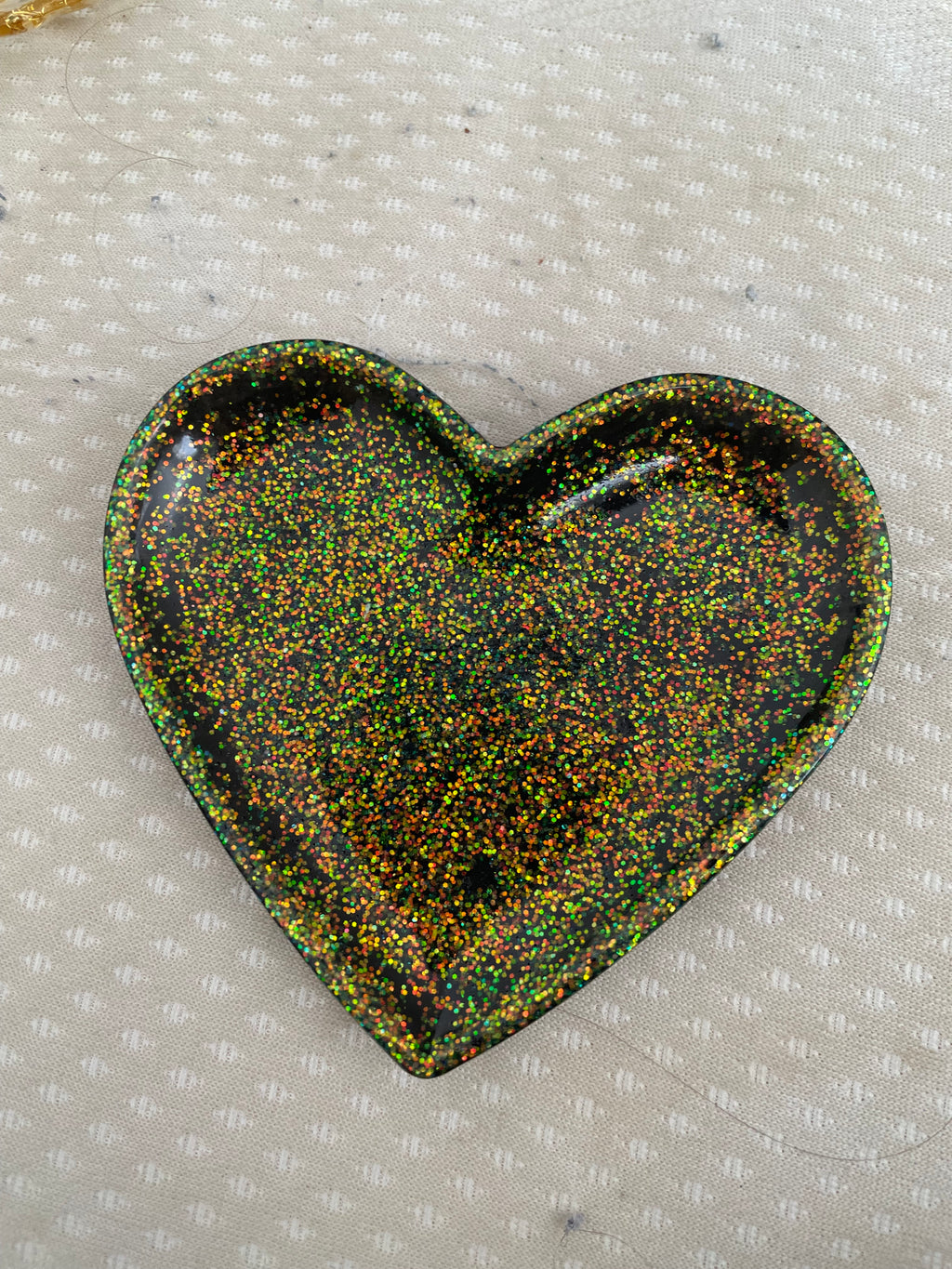 Vide poche coeur noir paillette holographique