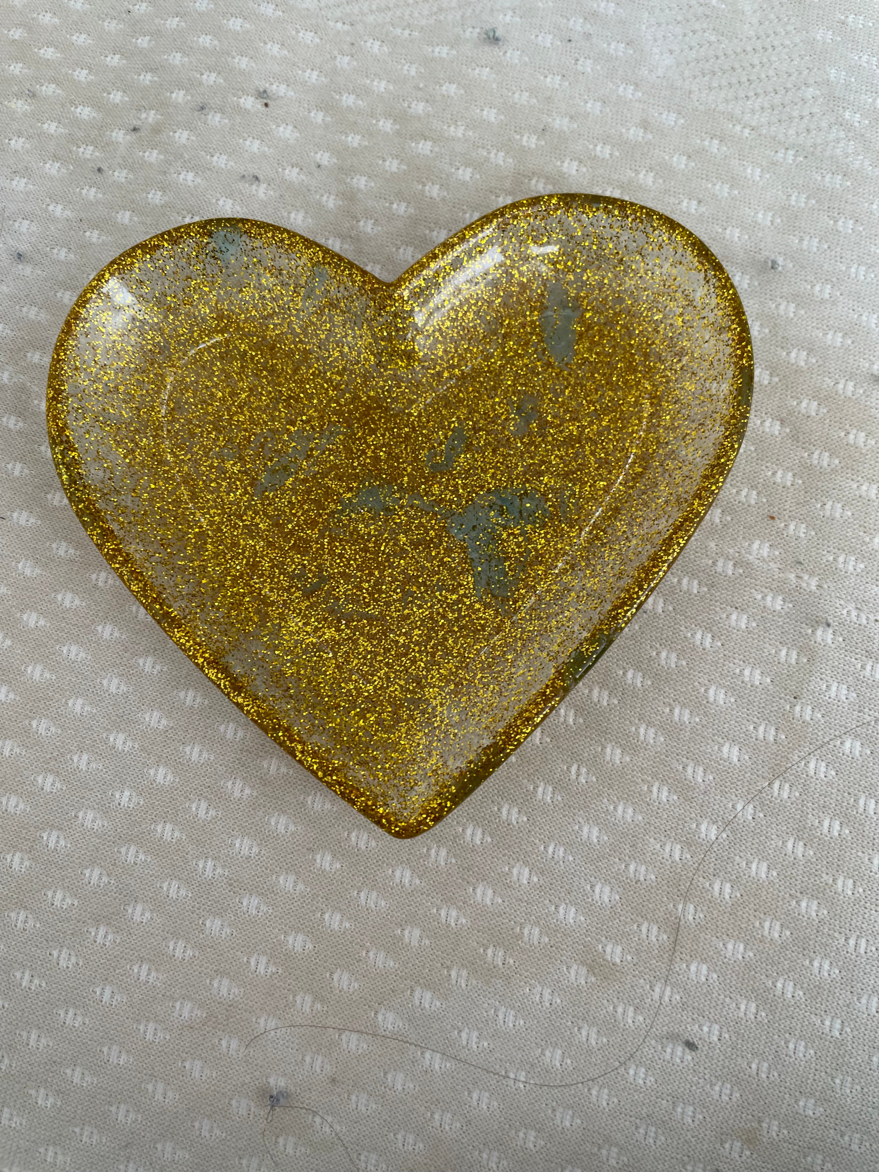 Vide poche coeur paillette doré