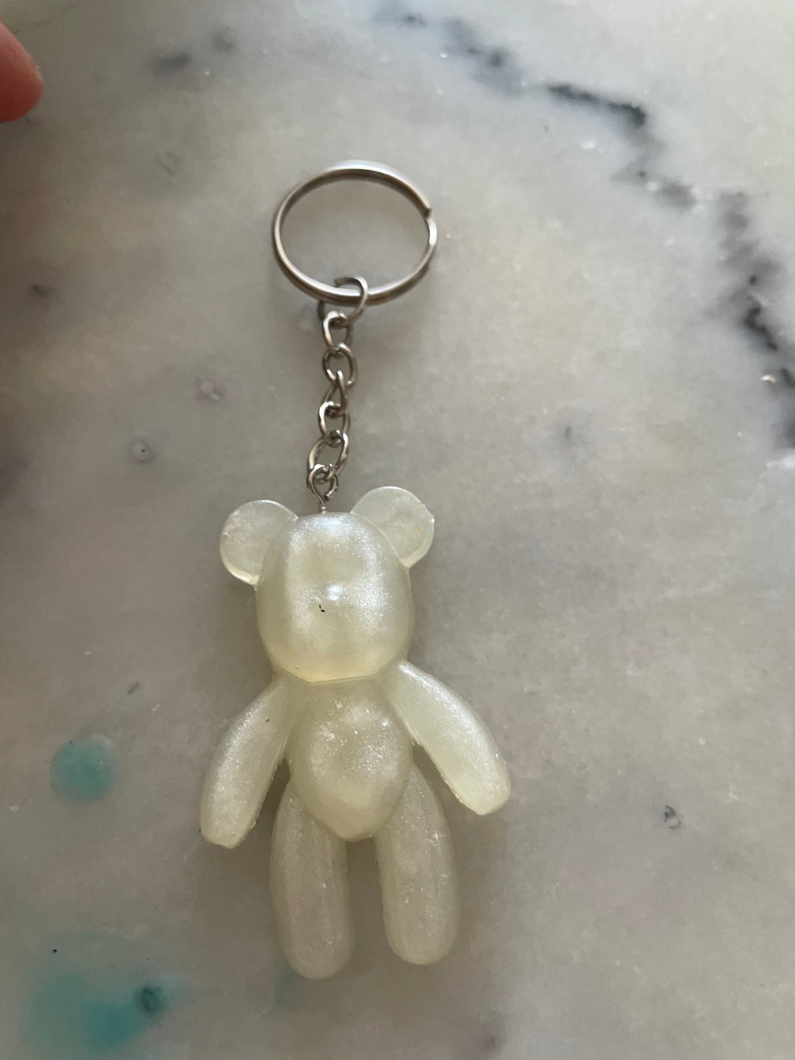 Porte clé fin ours blanc